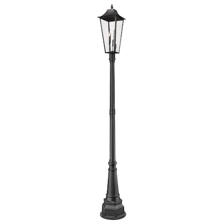 Z-Lite Gannon 3 Light Outdoor Post Mounted Fixture, 14.25in. W x 113.5in. H, Black 5008PHXLR-564P-BK